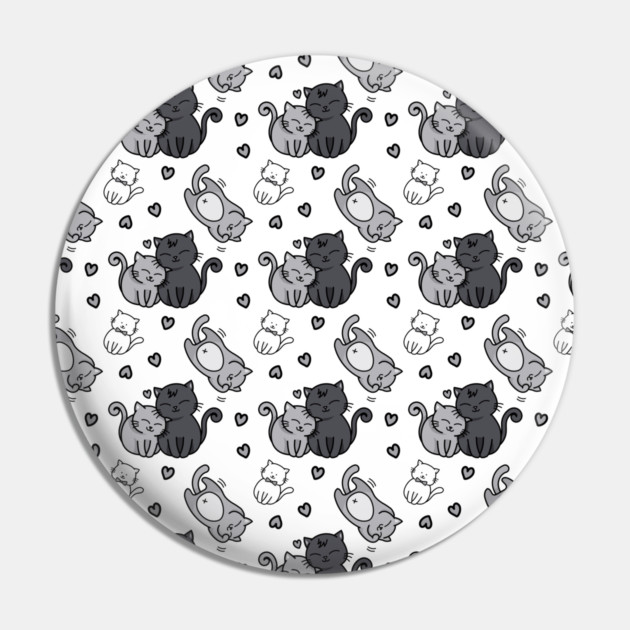 Cheeky Witch® Cute Black and White Cats Pattern Cat Lovers Pin by Cheeky Witch