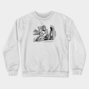 Cat Driving Crewneck Sweatshirt