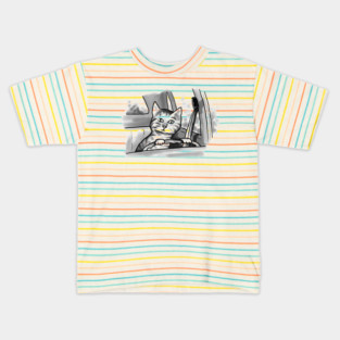 Cat Driving Kids T-Shirt