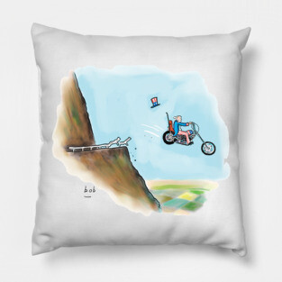 Biker Going Over Cliff Pillow