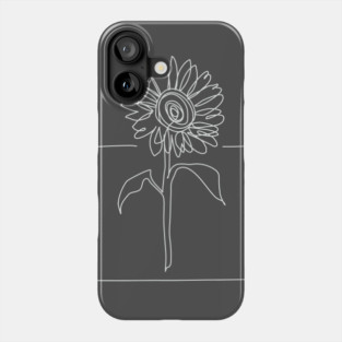Sunflower Line Drawing - White Phone Case
