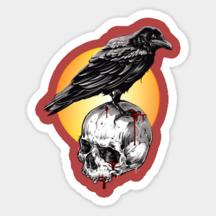 Raven & Skull Circle of Death Halloween T-Shirt Tee Gift Sticker