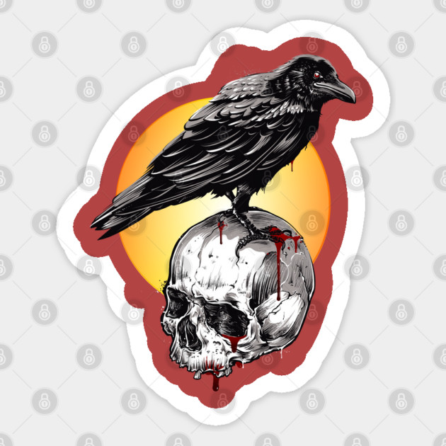 Raven & Skull Circle of Death Halloween T-Shirt Tee Gift Sticker by creative