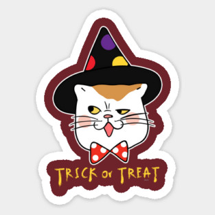 Trick or Treat Cat Face Funny Halloween costume T Shirt Sticker
