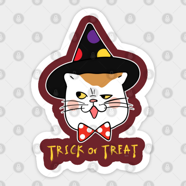 Trick or Treat Cat Face Funny Halloween costume T Shirt Sticker by creative