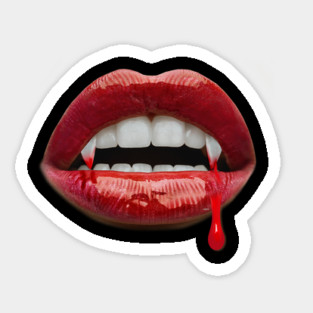 Vampire Bloody fang Sexy Lips Halloween costume T-Shirt Tee Sticker