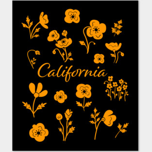 California Poppy Pattern Posters and Art