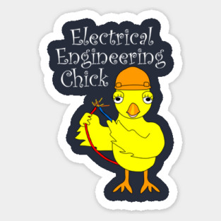 Electrical Engineering Chick White Text Sticker
