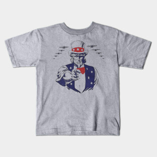 Uncle Sam Aviation Planes WW2 Vintage Propaganda Kids T-Shirt