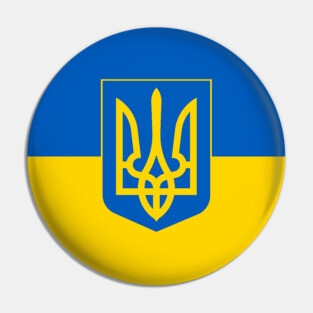 Flag of Ukraine with Coat of Arms (black background) Pin