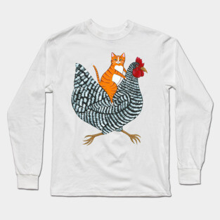 Ginger Cat Chicken Ride Long Sleeve T-Shirt