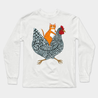 Ginger Cat Chicken Ride Long Sleeve T-Shirt