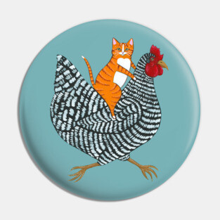 Ginger Cat Chicken Ride Pin