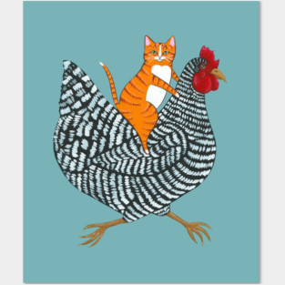 Ginger Cat Chicken Ride Posters and Art