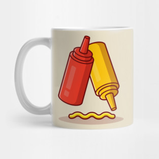 Ketchup And Mustard Cartoon Mug