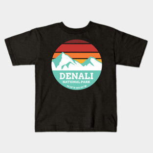 Denali National Park Retro Sticker Kids T-Shirt