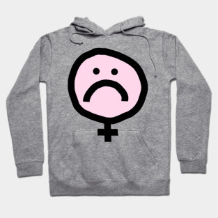 Female Pink Unhappy Smiley Face Hoodie