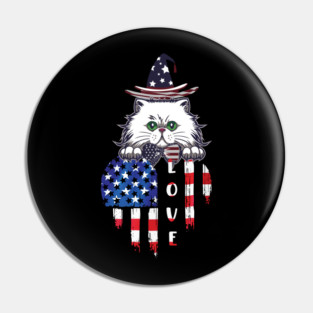 Cat Loves America/ Fourth of July Pin