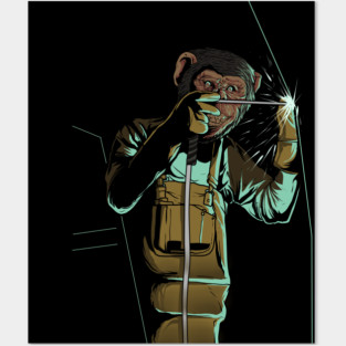 Welder Funny Mongkey Happy Posters and Art