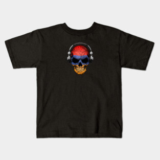 Dark Skull Deejay with Armenian Flag Kids T-Shirt