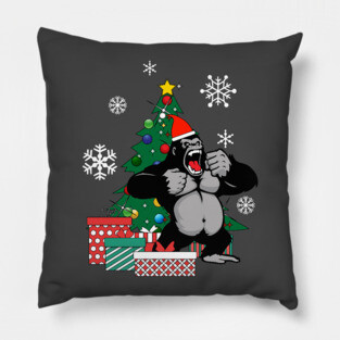 King Kong Around The Christmas Tree Pillow