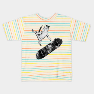 RAD SKATEBOARDING KICK FLIP CAT | SK8CAT Kids T-Shirt