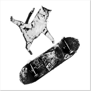RAD SKATEBOARDING KICK FLIP CAT | SK8CAT Posters and Art