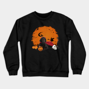Happy Halloween Flat Coated Retriever Dogs Halloween Gift Crewneck Sweatshirt