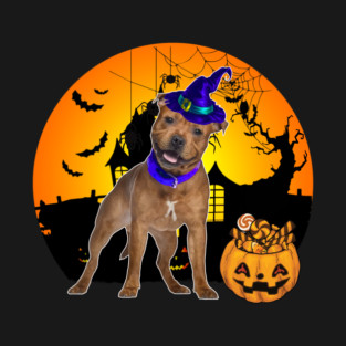 Happy Halloween Staffordshire Bull Terrier Dogs Halloween Gift T-Shirt