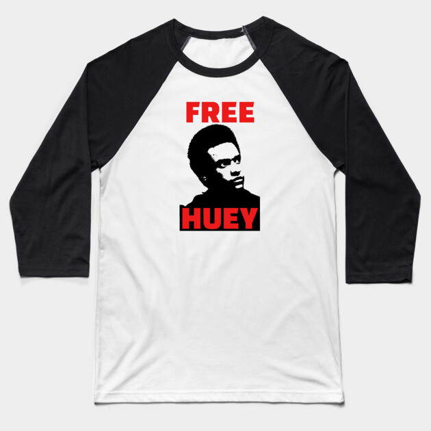 Free Huey, Black History, Civil Rights Baseball T-Shirt by UrbanLifeApparel