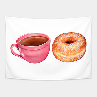 Coffee & Sugar Donut Tapestry