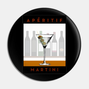 Aperitif Martini Cocktail Glass Bar Poster Retro Pin