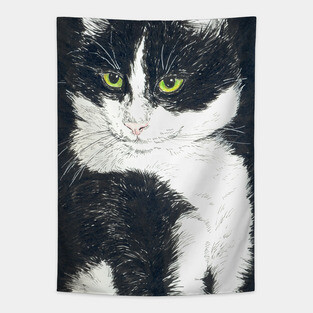 Tuxedo cat Tapestry