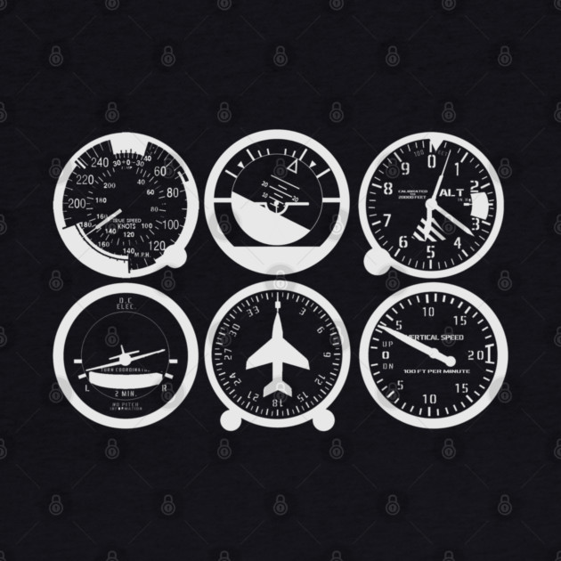 Pilot's Basic Six, One Color Edition by DesignedForFlight