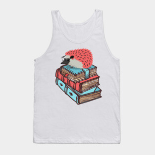 'Book Nerd Hedgehog' Lovely Book Worm Gift Tank Top