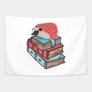 'Book Nerd Hedgehog' Lovely Book Worm Gift Tapestry