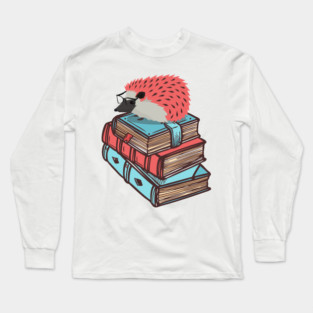 'Book Nerd Hedgehog' Lovely Book Worm Gift Long Sleeve T-Shirt