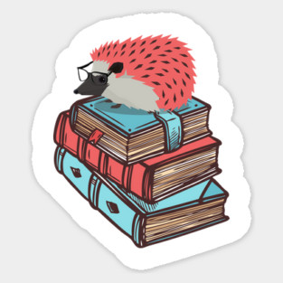 'Book Nerd Hedgehog' Lovely Book Worm Gift Sticker
