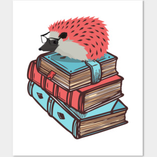 'Book Nerd Hedgehog' Lovely Book Worm Gift Posters and Art