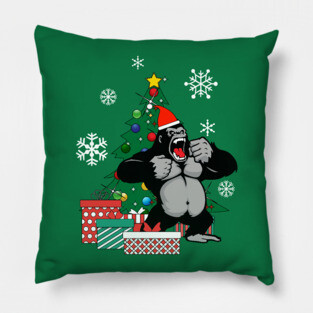 King Kong Around The Christmas Tree Pillow