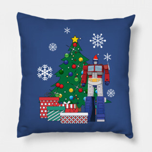 Optimus Prime Around The Christmas Tree Pillow