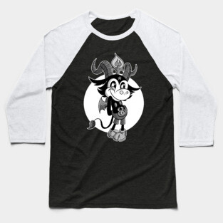 Blackcraft Kawaii fun Baphomet Retro Cartoon. Cute as Hell! Baseball T-Shirt