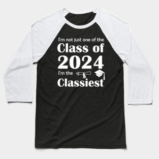 Lispe Not Just One of the Class of 2024 (white lettering) Baseball T-Shirt