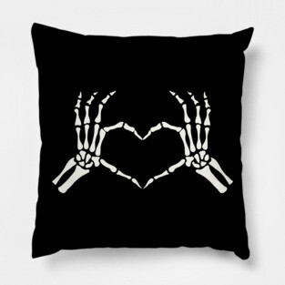 Skeleton Hands Heart Halloween Pillow