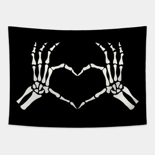 Skeleton Hands Heart Halloween Tapestry