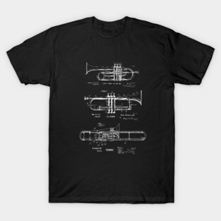 Trumpet, Cornet, Trombone Vintage Patent Prints T-Shirt
