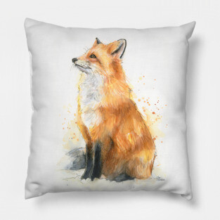 Fox Watercolor Pillow
