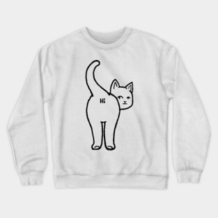 Hello Cat Butt Minimalist Line by Tobe Fonseca Crewneck Sweatshirt