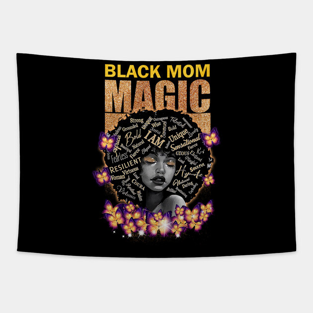 Black Mom Magic, Black Mom, Black Girl Magic Tapestry by UrbanLifeApparel