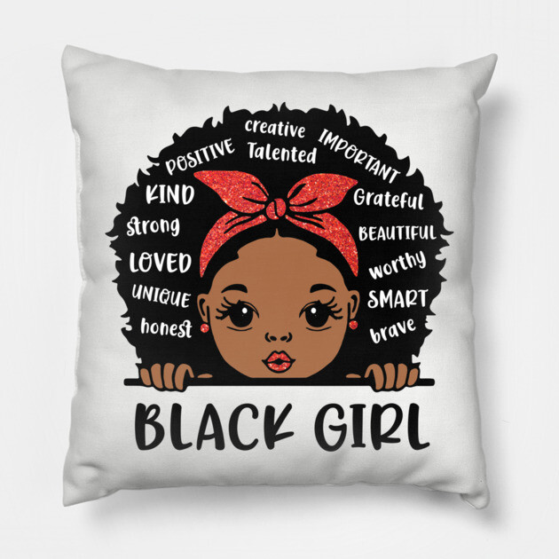 Black Girl, Black Girl Magic, African American Girl Pillow by UrbanLifeApparel